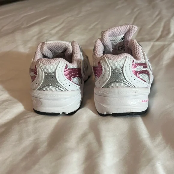 New Balance Kids White and Pink Athletic Sneakers - Picture 8 of 8